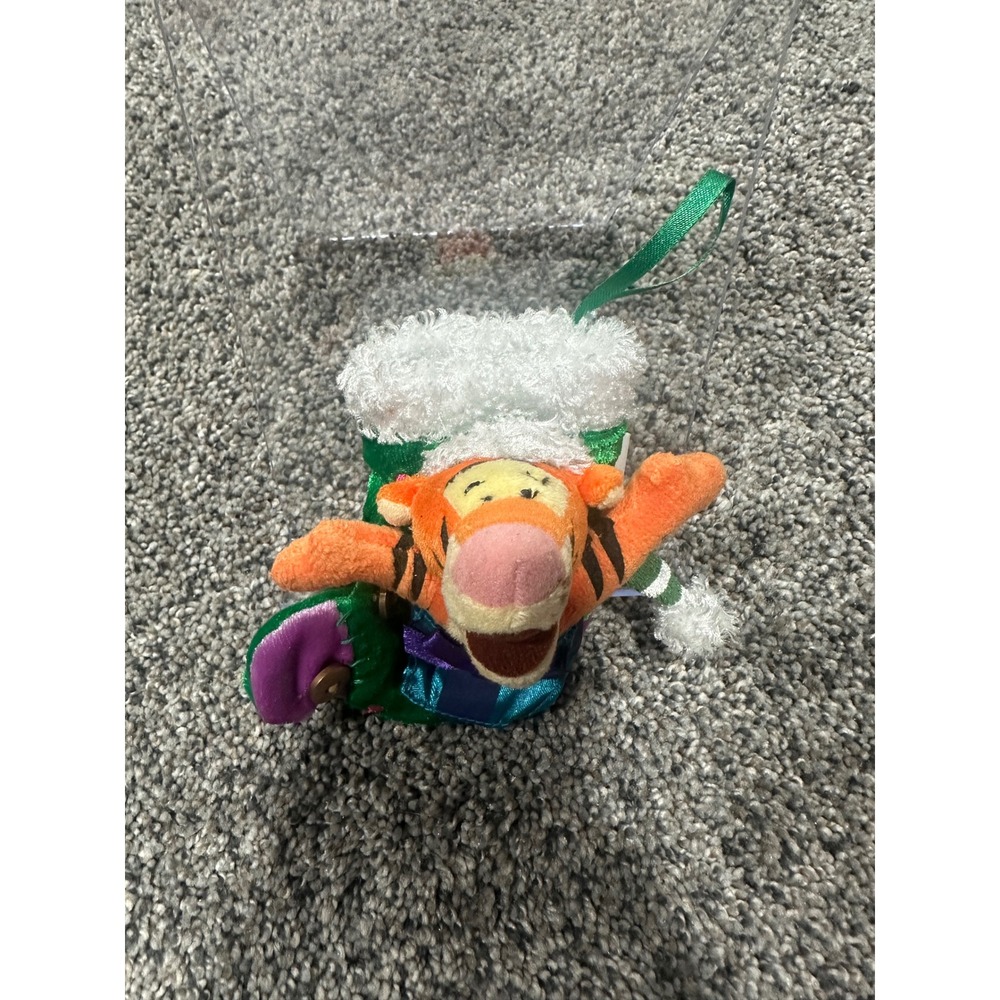 Disney Store Exclusive Tigger Plush Christmas Stocking Ornament Green Velvet